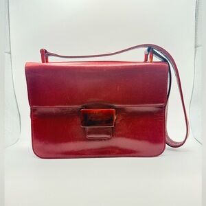VINTAGE Prada Madras Bachel Leather Flap Bag - Porpora Red Tortoise
